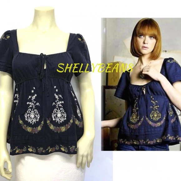 ANTHROPOLOGIE Lithe Needlepoint Peasant Top 6 - Picture 2 of 8